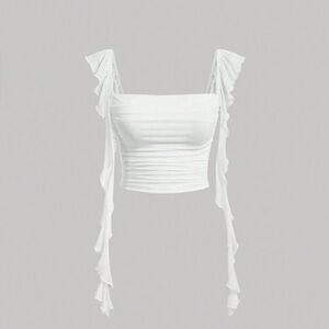 Elegant White Ruffle skirt set